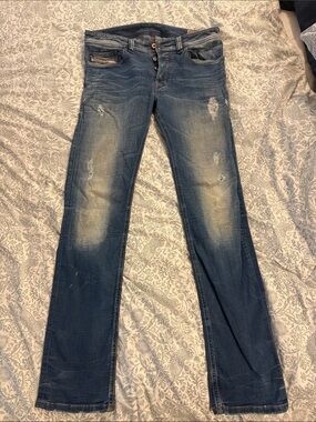 Men's Safado Slim Straight Distressed Denim Jeans - Blue